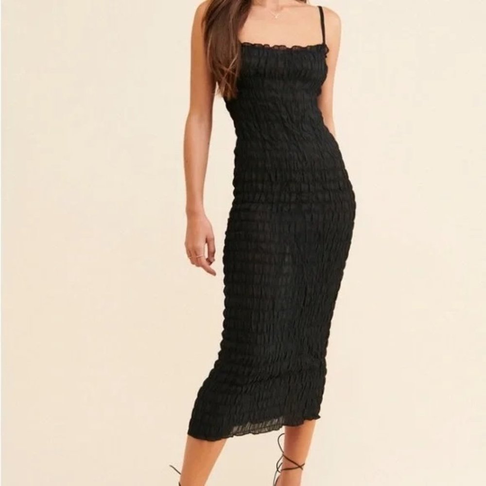 Lioness Charmed Black Midi Dress Size Small